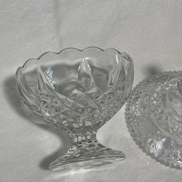 Cut Crystal Glass Vintage Candy Bowl with Cover 8” Tall 4.5” Wide W/ Base - Picture 8 of 8